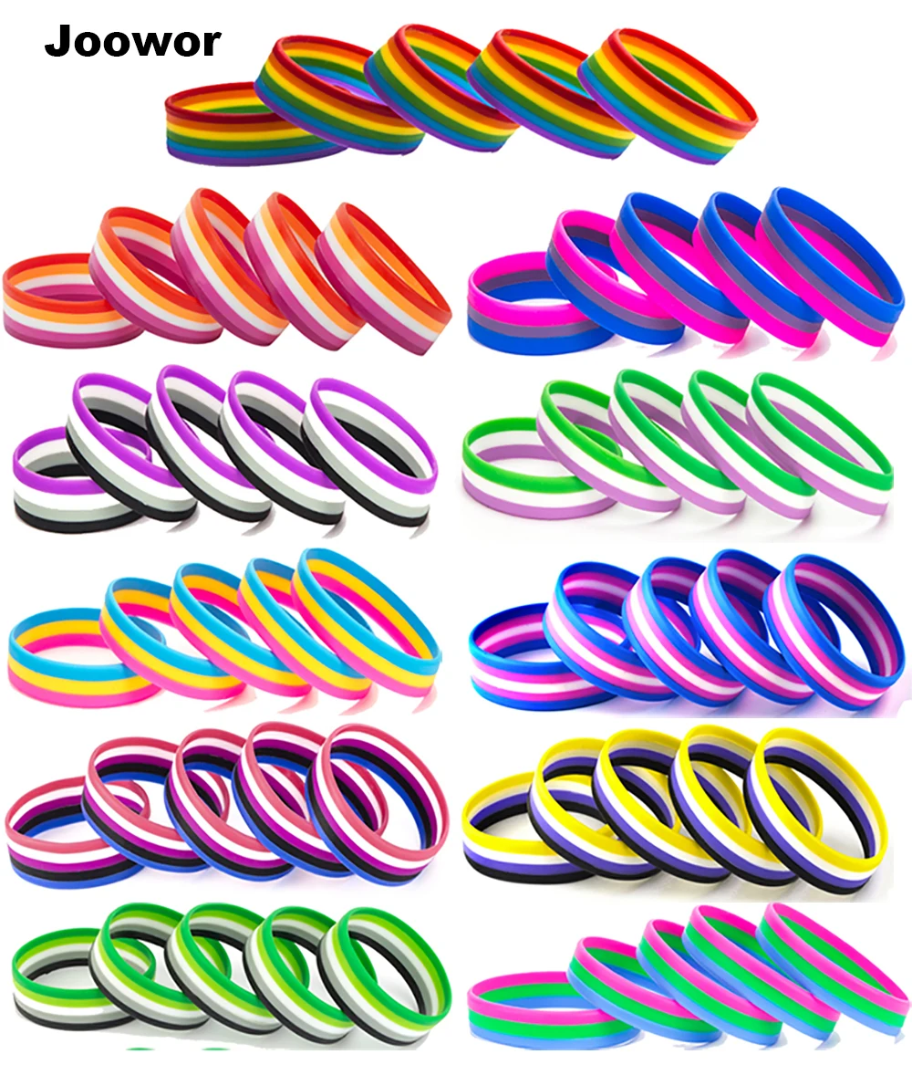 1pc Bisexual pride Silicone Rubber Bracelets Sports Wrist Band Bangle for Women Men