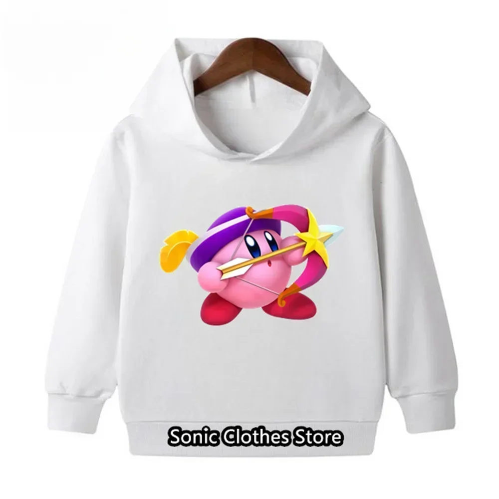 Kawaii Star Kirby Waddle Dee Printing Children Long Sleeve Sweatshirt Cute Kids Top Pullover Sweater Girls Autumn Clothes