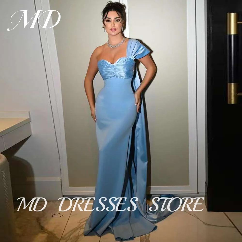 

MD Glamorous Blue Mermaid Evening Gown Dress Sweetheart Collar One-Shoulder Floor-Length Prom Down Vestidos de fiesta customised
