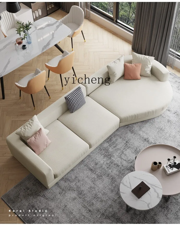 ZF Modern Minimalist Chic Style Frosted Faux Leather Living Room Leather Fabric Straight Row Large and Small Apartment Type Sofa