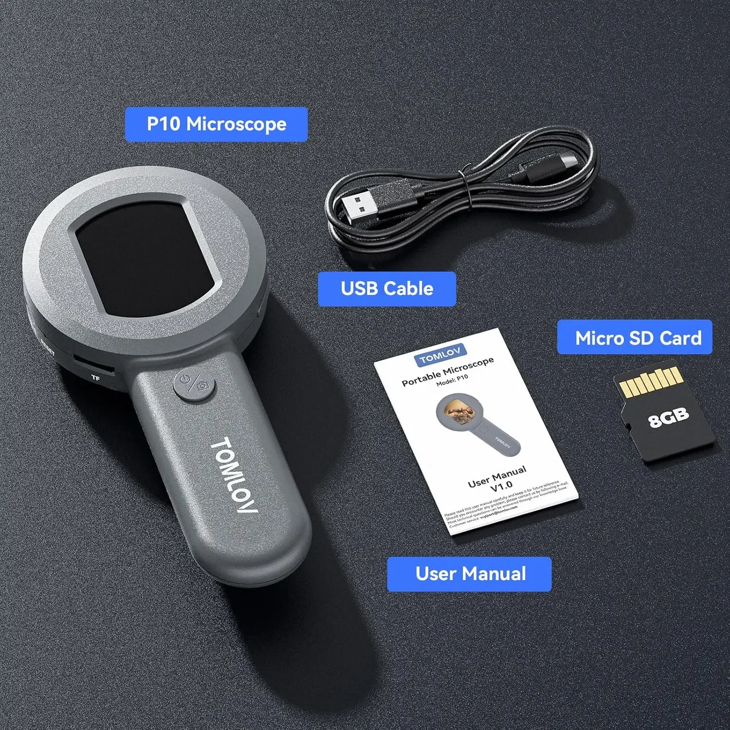 مجهر TOMLOV P10 للبالغين والأطفال عدسة مكبرة للعملات المعدنية مع ضوء لجامع العملات المعدنية المحمولة 100X عدسة المجوهرات