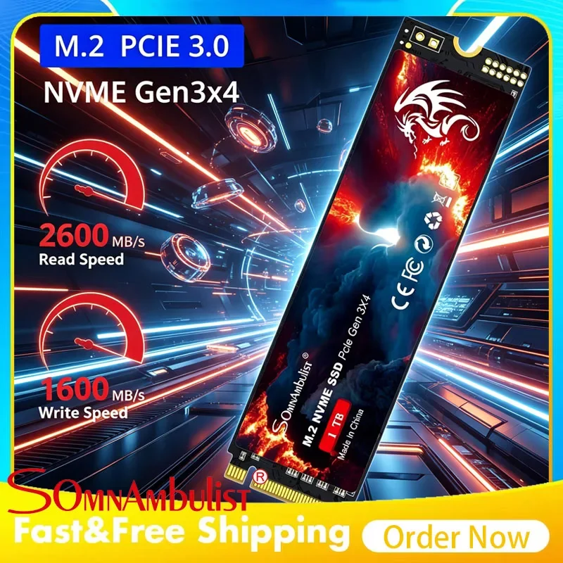 SomnAmbulist M2 NVME SSD 2280 PCIe 3.0 128GB 256GB 512GB 1TB Drive de estado sólido interno para laptop desktop console de jogos