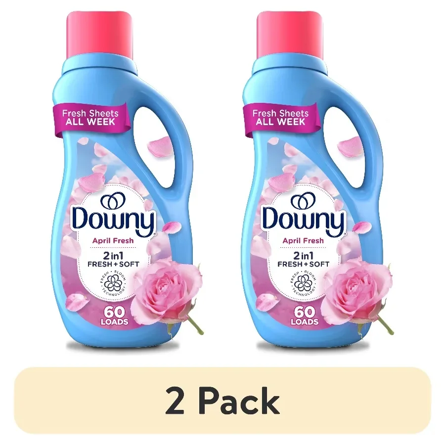 ICUTE-(2 pack) Downy Liquid Fabric Softener and Conditioner, April Fresh Scent, 44 fl oz, 60 Loads