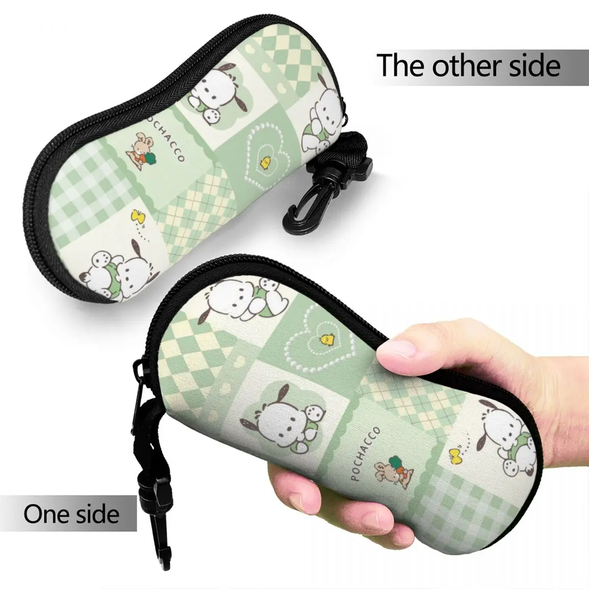 Pochacco Glasses Case Convenient Zipper Cute Cartoon Glasses Protector Ins Eye Contacts Case