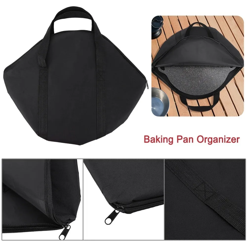 Baking Pan Storage Bag with Handle Wear-Resistant Grilling Pan Pouch Waterproof Skillet Bag 47x38cm Outdoor BBQ Tool for Kitchen image 2