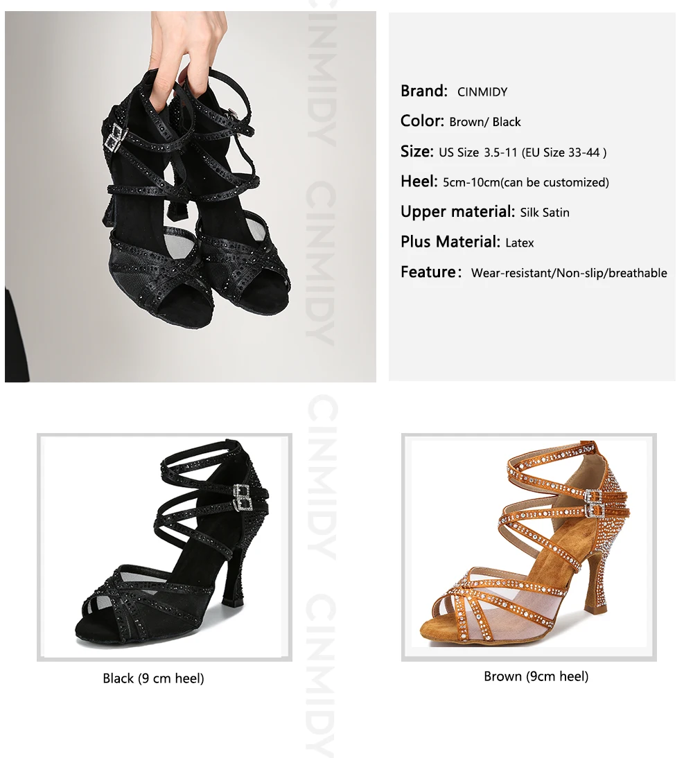 CINMIDY Tanzschuhe für Damen, Netzstoff-Latin-Tanzschuhe, Damen-Salsa-Schuhe, Satin-Hochzeitsschuhe, weiche Sohle, Damensandalen. – Detail 5