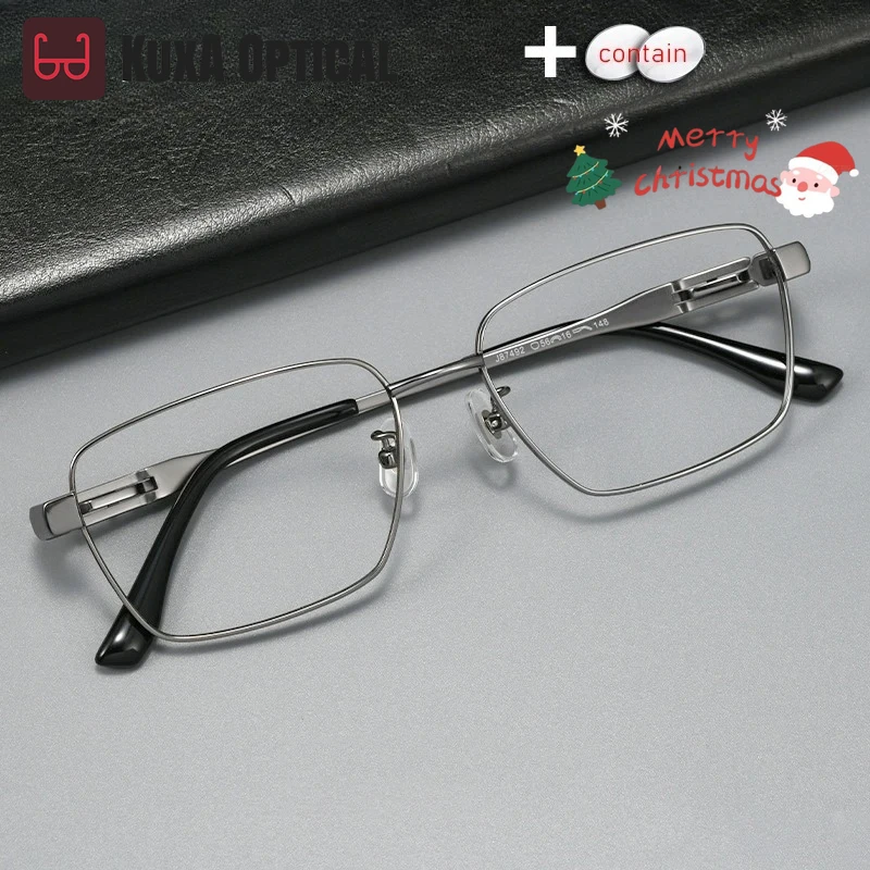 

KUXA Men's High Quality Pure Titanium Glasses Prescription Optical Myopia Hyperopia Progressive Anti-reflection Lenses Eyewear