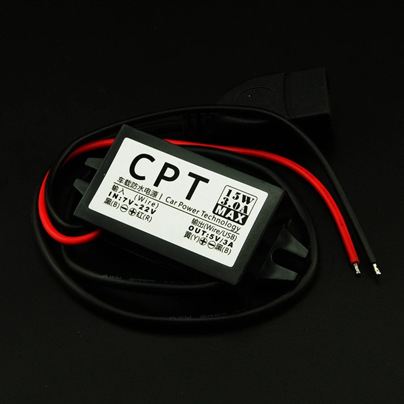 DC 7-22V To 5V 3A USB Female Regulator Waterproof Converter For Car With Overload Over Low Voltage Protection