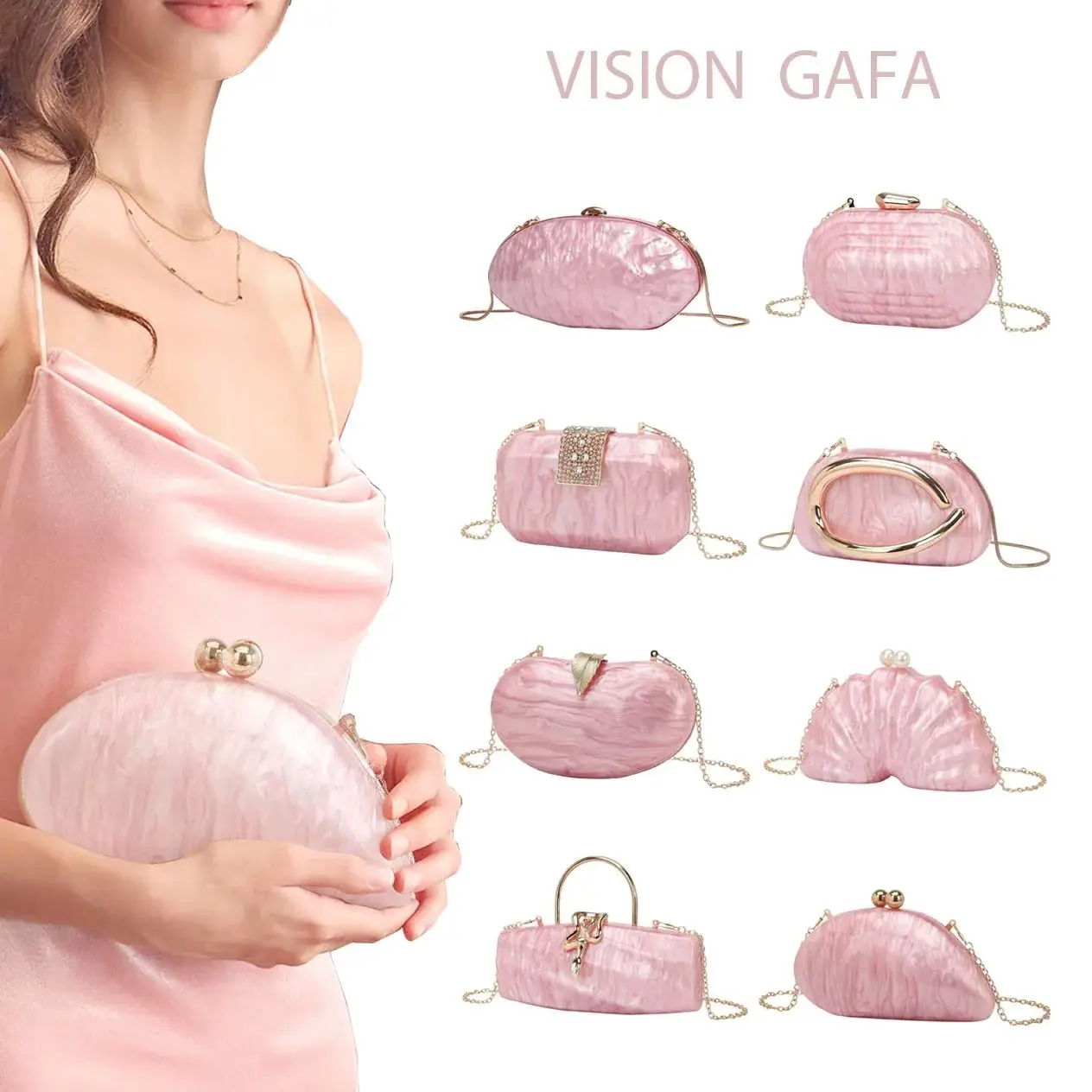 

Женский розовый акриловый кошелек-клатч с металлической цепочкой — элегантная вечерняя сумочка для свадьбы, выпускного вечера и вечеринки | Модное плечо и через плечо