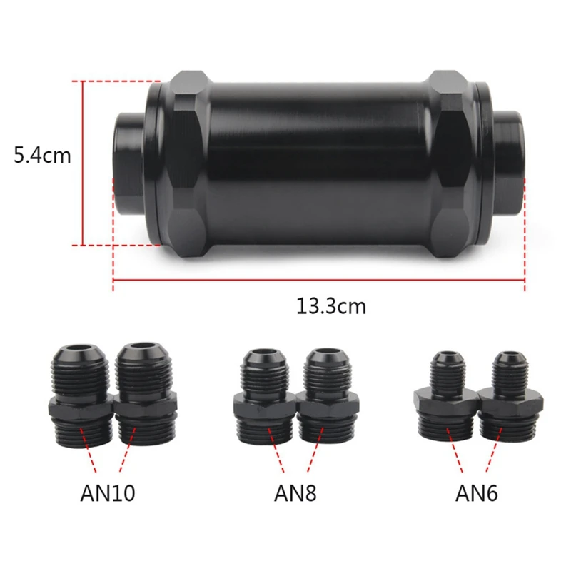 Car Modification 54Mm Gasoline Filter An6 / An8 / An10 Inline Fuel Filter E85 Ethanol With 100 Micron Stainless Steel