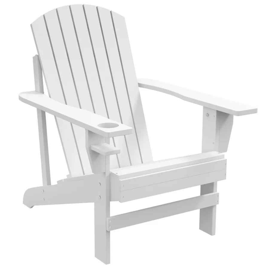 

Современный стул Adirondack с подстаканником для патио, сада, лужайки, белый