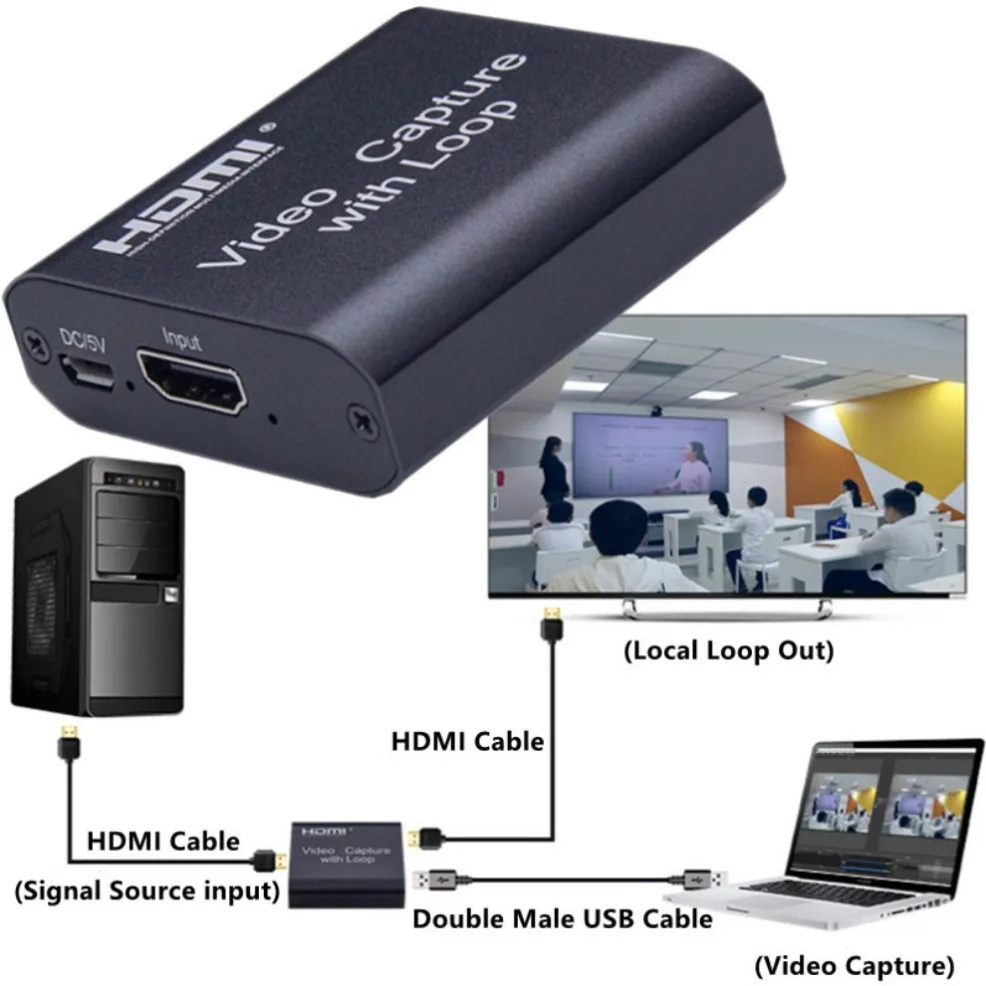 HDMI Video Capture Card com Loop Out, Gravação de jogos, Live Streaming, Grabber para transmissão ao vivo, Switch, Xbox, PS4, PS4, 5, 1080P, 4K