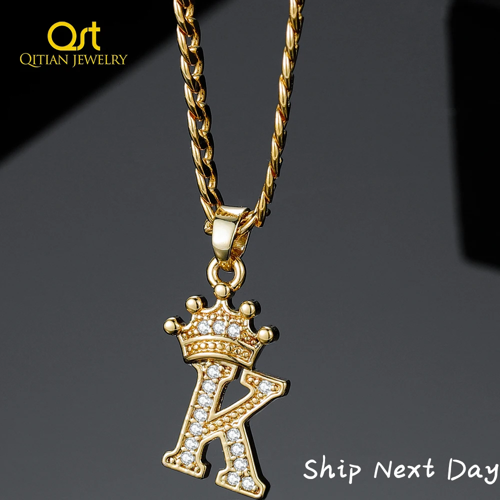 Crystal Initial Letter Necklace For Women Gold Initial Letters Pendant Hip Hop Gold Chain Jewelry Alphabet Jewelry Gift To Mom