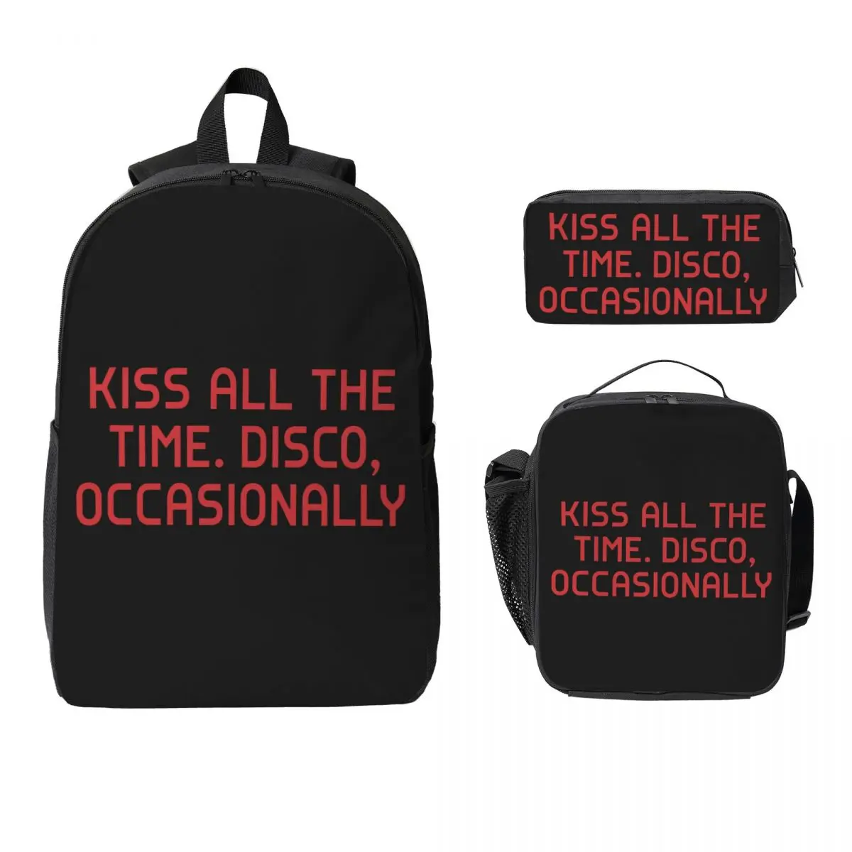 Harrys Styles Kiss All The Time Backpack Set for Kids Pencil Boxes Bookbag Sets with Lunch Box For School Students Knapsack