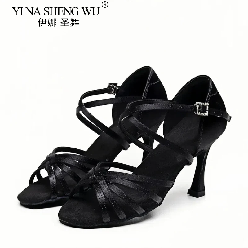 Vrouwen Latin Dansschoenen Ballroom Dans Tango Salsa Praktijk Prestaties Hoge Hakken Schoenen Standaard Zwarte Dansschoenen Hakken