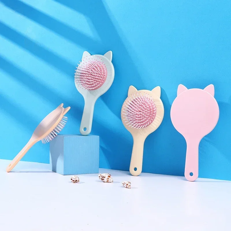 1 Piece Kids Hair Brushes Kawaii Cartoon Cat Untangling Air Cushion Massage for Baby Girl Anti-screw Styling Hair Brush Things