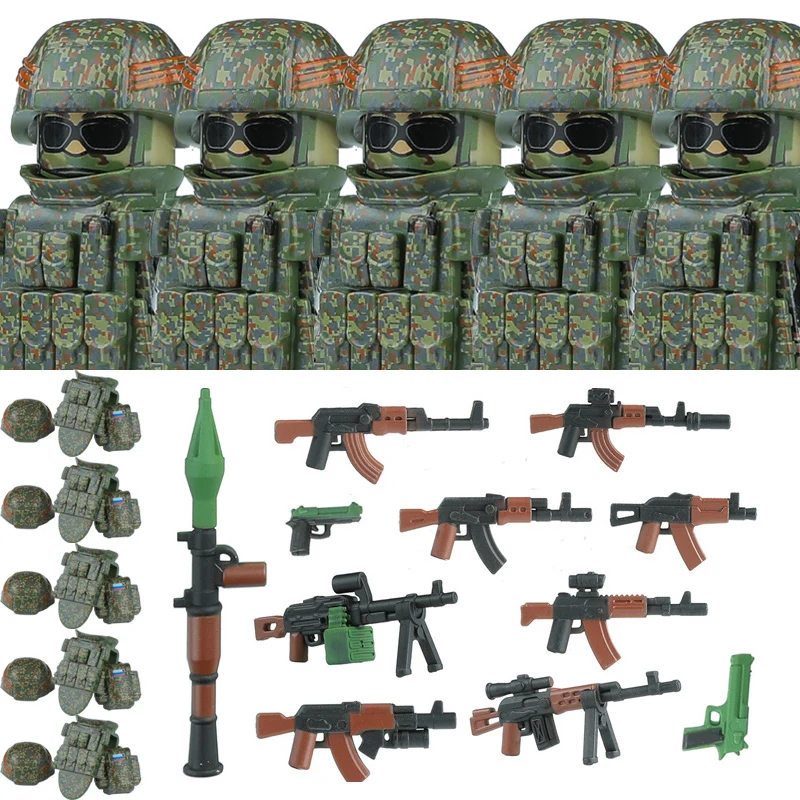 Military Commando Special Forces RU SWAT Building Block Modern City Police Antonov VDV Assault Figure Weapons Backpack Toys