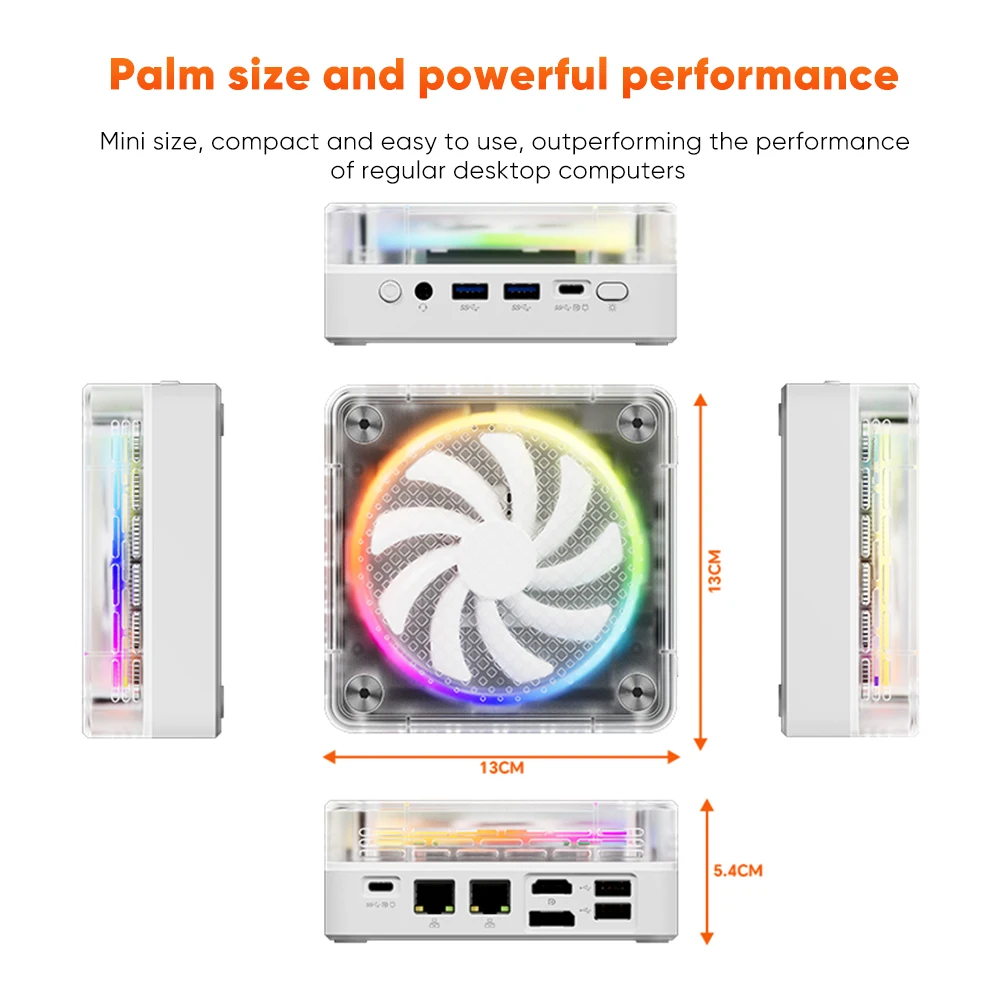 2024 RGB Color Mini PC AMD Ryzen 7 7840HS 7 8845HS Windows 11 Desktop Gaming PC DDR5 M.2 NVMe SSD 4K Mini Computer MiniPC WiFi 6