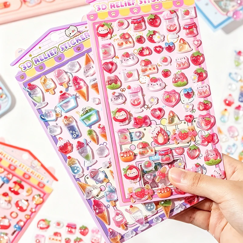 Mr. Paper Kawaii Candy Party Stickers 3D Embossed Decals for Notebook Phone Case Photo Album Dairy Guka Decoration
