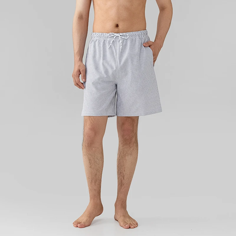 Costume da bagno da uomo pantaloncini da spiaggia con coulisse pantaloncini da surf con stampa a righe in vita elastica estiva pantaloncini da spiaggia con tasche