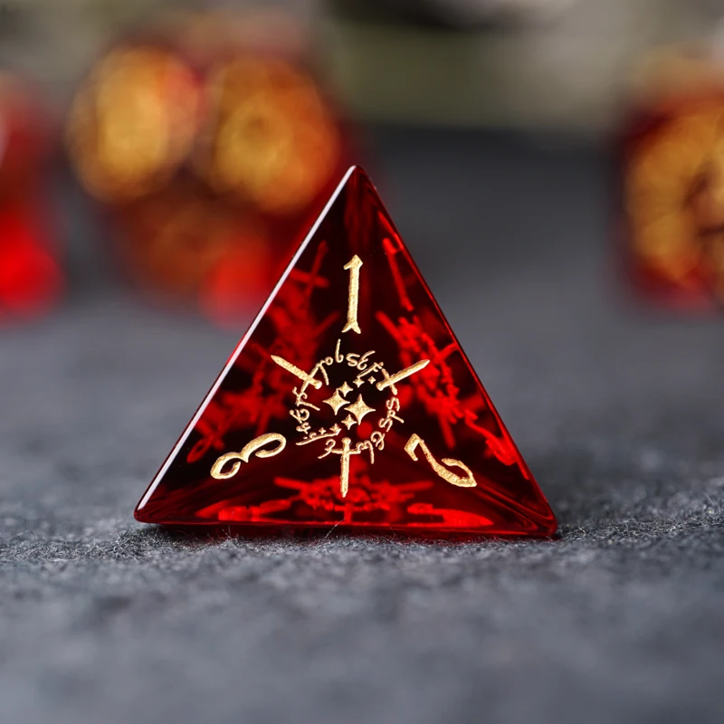 Cthulhu DND Dice Engraved Elf Secret Word RPG Dice Red Glass Beads COC Board Games Die Dungeons and Dragons Personalized Gifts