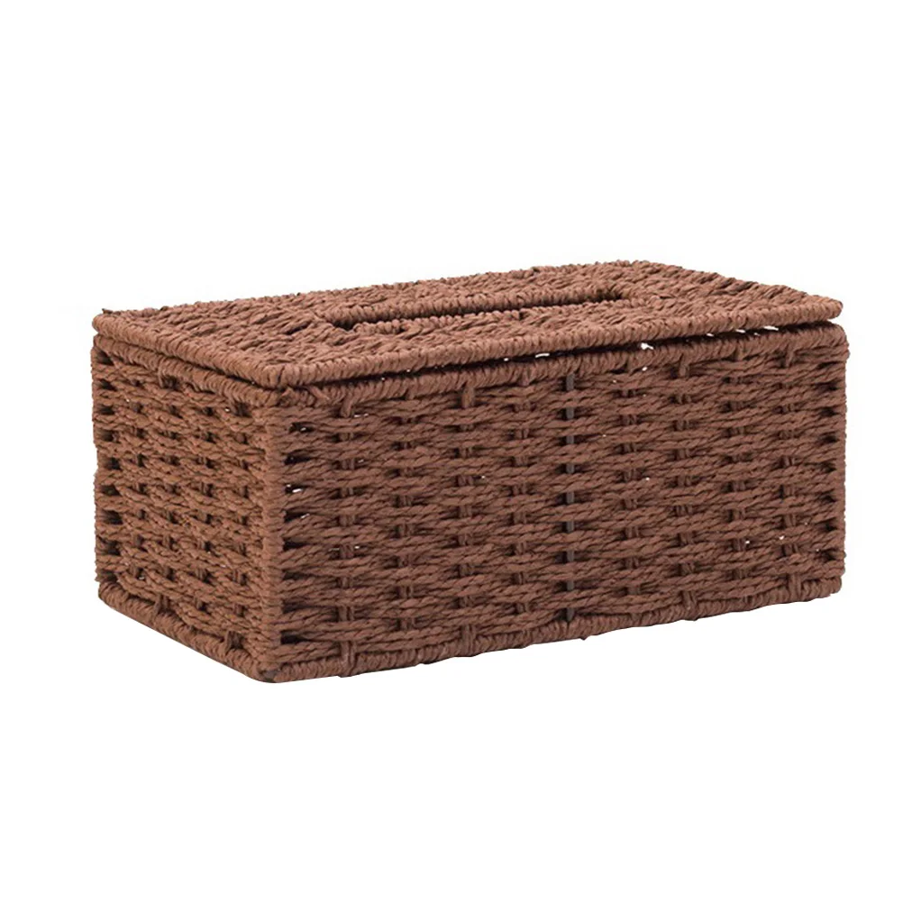 

Tissue Box Woven Paper Towel Container Stylish Napkin Case Decorative Household Office Simple Design Durability Practical Use