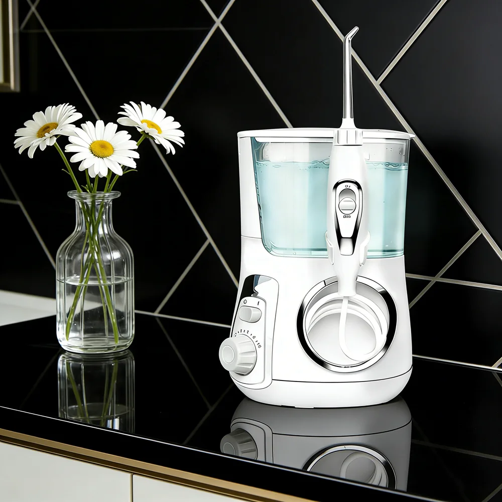 

Электрический ирригатор для полости рта 800 мл для дома, 10 режимов, 5 насадок, настольный, борется с неприятным запахом изо рта и кариесом