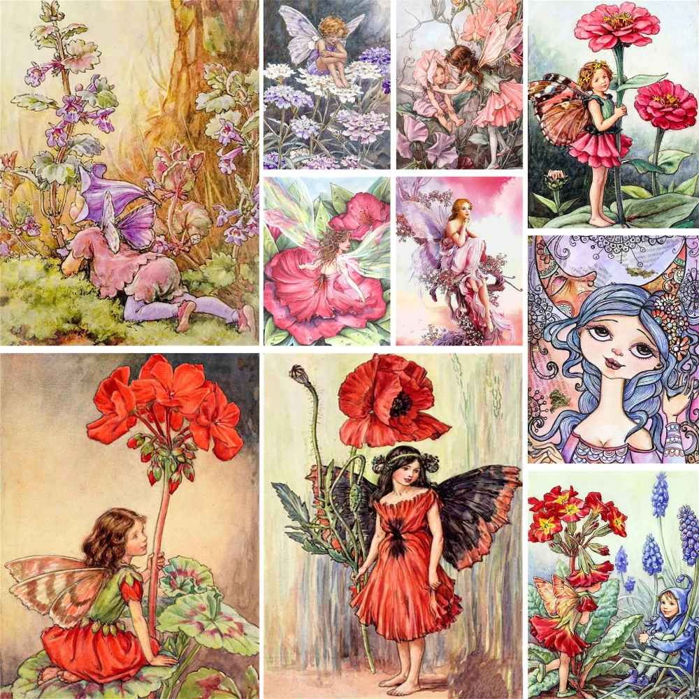 Fantasy Flowers Girl Printed Cross Stitch DIY Embroidery Patterns Handicraft Painting Hobby Knitting Mulina Promotions Needle