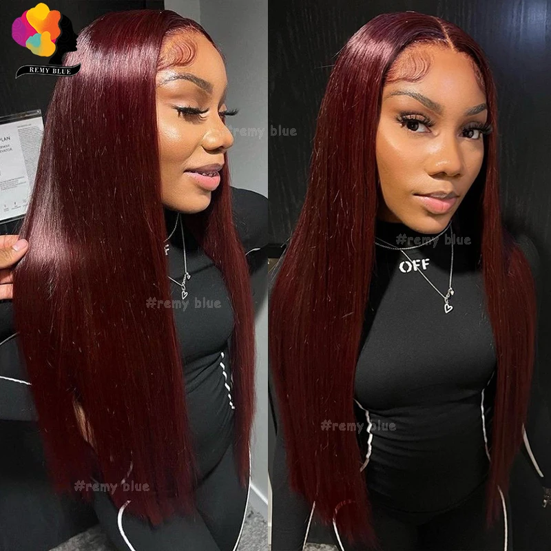 

99J Burgundy Straight 13X6 HD Lace Front Human Hair Wigs for Women Pre-Plucked Colored Red 13x4 Lace Frontal Wigs Human Hair Wig