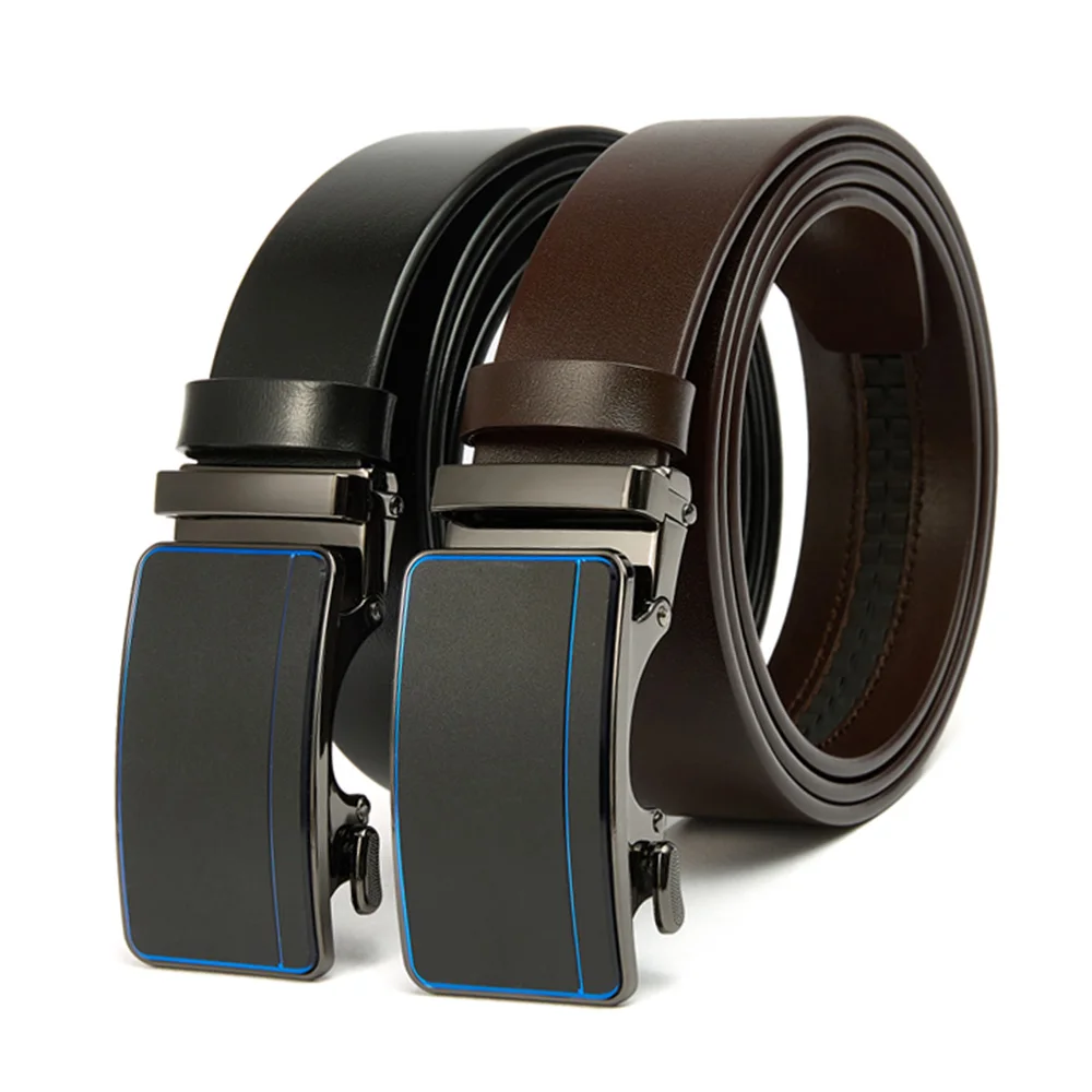 FAJARINA Top Quality Cow Genuine Formal Automatic Buckle Men 3.5cm Width New Design Men's Solid Cowskin Leather Belts Styles