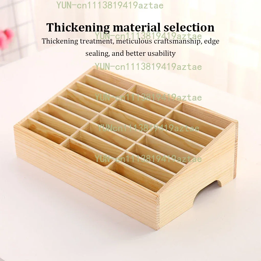 24 Cell Simple Mobile Phone Storage Box Office Classroom Mobile Phone Placement Rack Wooden Multi-grid Mobile Phone Storage Box