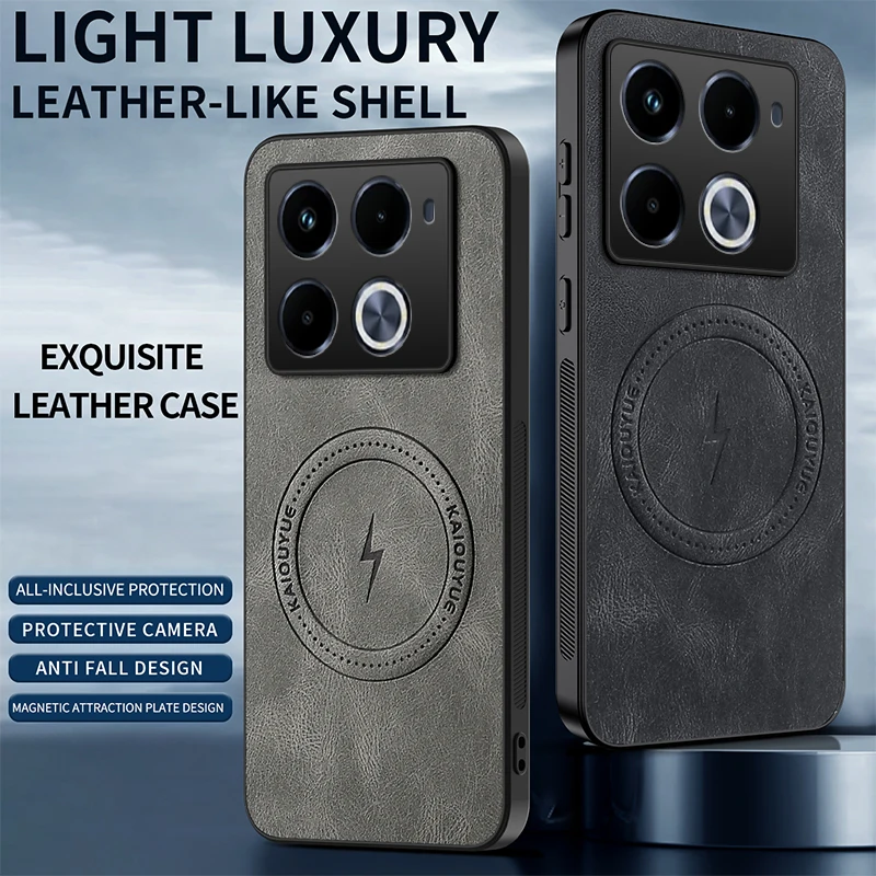 Für infinix Hinweis 50 Pro + Fall Luxus Leder Haut Magnetische Magsafe Schutzhülle Zurück Abdeckung Für infinix Hinweis 40 50 5G Telefon Shell
