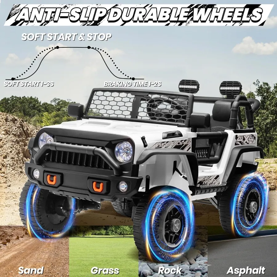 24V XL 2-zits ritsspeelgoed voor grote 4WD/2WD schakelbare 800W elektrische vrachtwagen met 20'' brede zitting afstandsbediening 4-wieler ophanging