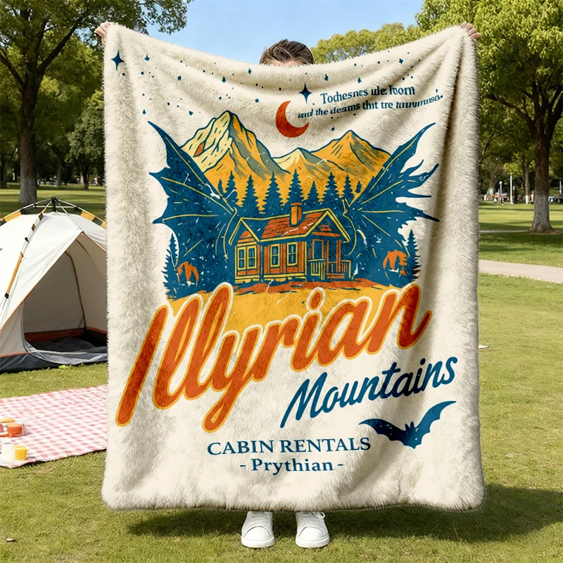 ACOTAR Illyrian Mountains Cabin Bookish Gift, Rhysand Feyre Flannel Blanket, Velaris Night Court Merch Comfort colors