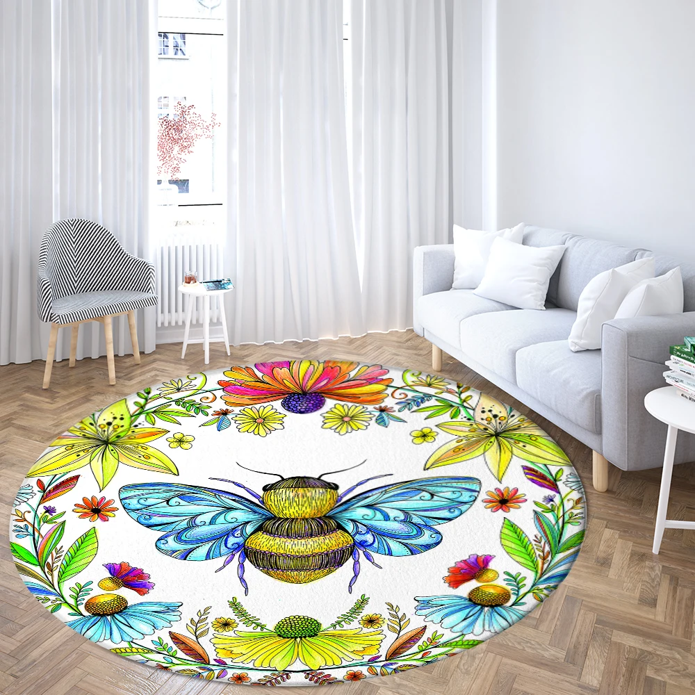 Psychedelic Butterfly Mushroom Round Rugs Sofa Rug Home Living Room Bedroom Bathroom Floor Mats Kitchen  Carpet