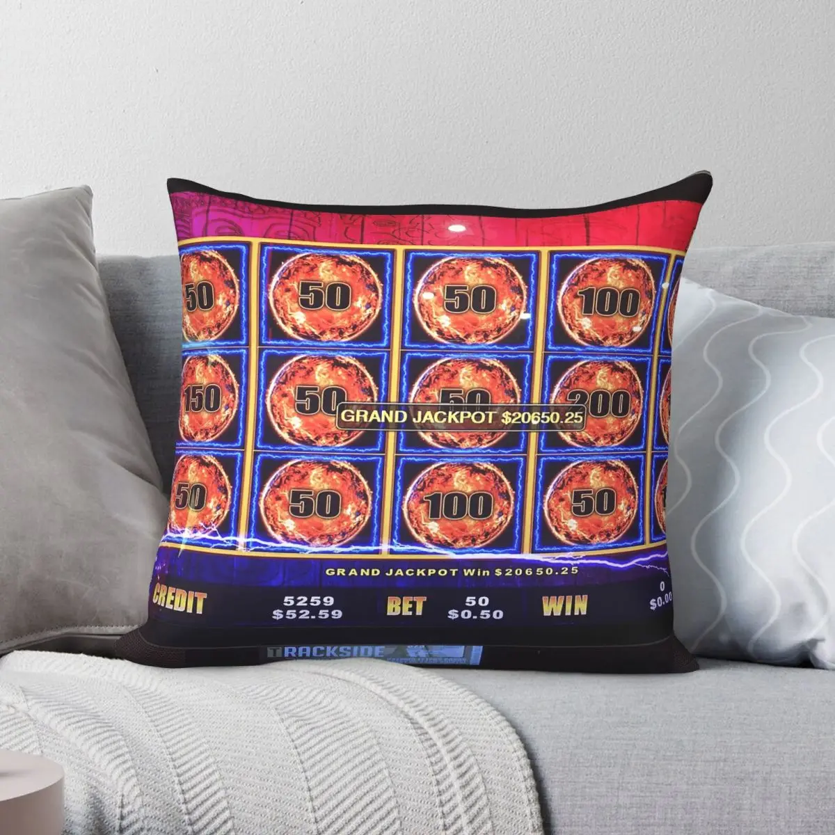 Grand Jackpot On The Pokies Square Pillowcase Polyester Linen Velvet Creative Decor Pillow Case Bed Cushion Cover Wholesale 18