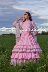 Metropolitan Museum Costume Evening Occasion Dresses Pink Lace Ruffles Skirt Xvcharros Mexican Prom Birthday Gown