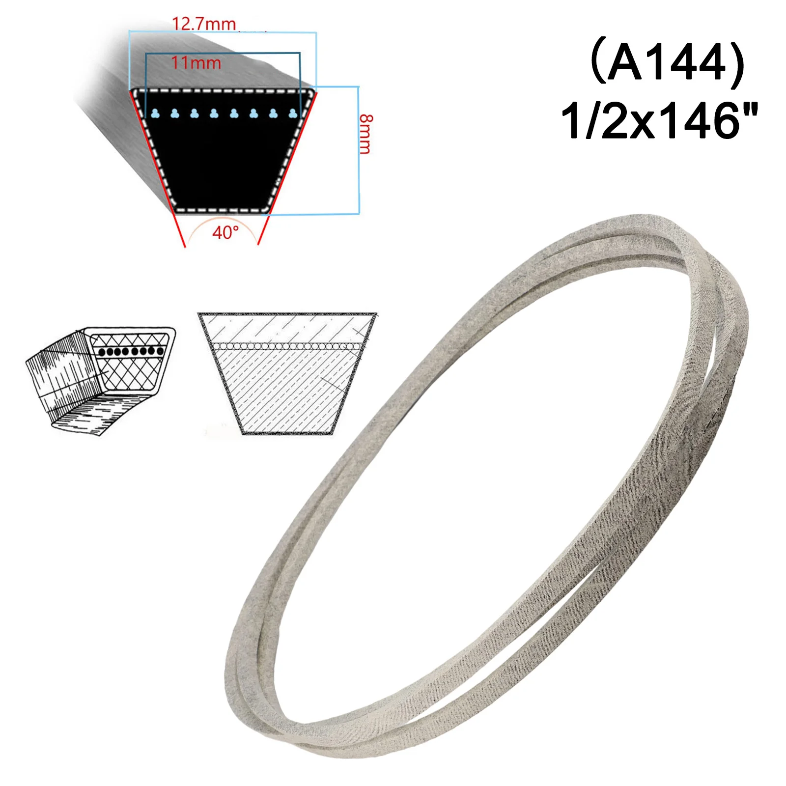 

V Belt for Lawn Equipment Replacement Part For M154621 Compatible with Models like EZTRAK Z245 and More Size 1/2 x 146