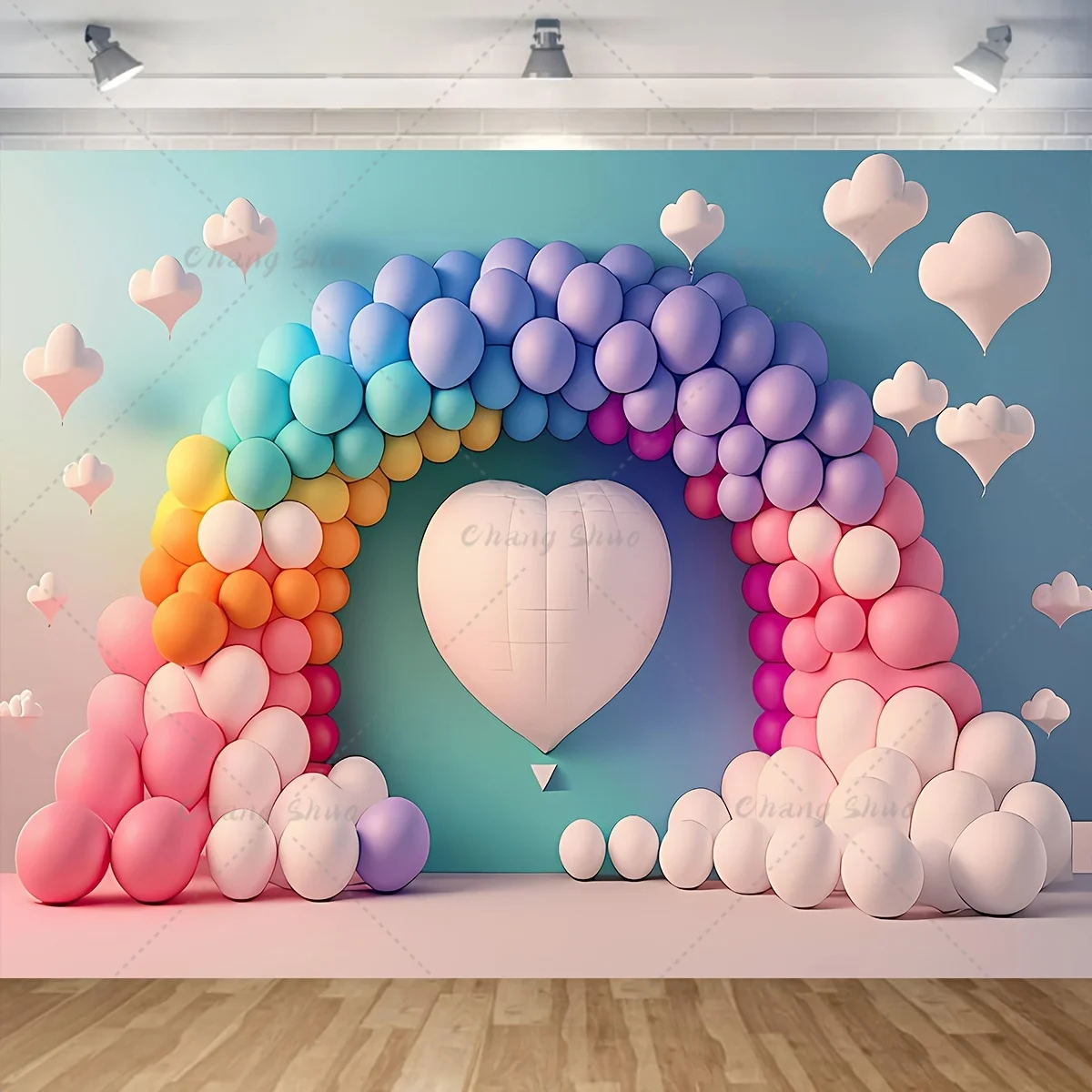 

Rainbow Photography Backdrop Dreamy Colorful balloons Baby Shower Banner Kids Birthday Party Cake Smash Background Photo Studio