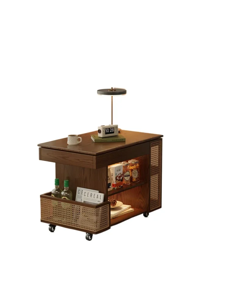 

Журнальный столик из массива дерева, подъемный, для небольшой квартиры, для гостиной, прикроватный, передвижной, на колесиках, приставной столик к дивану