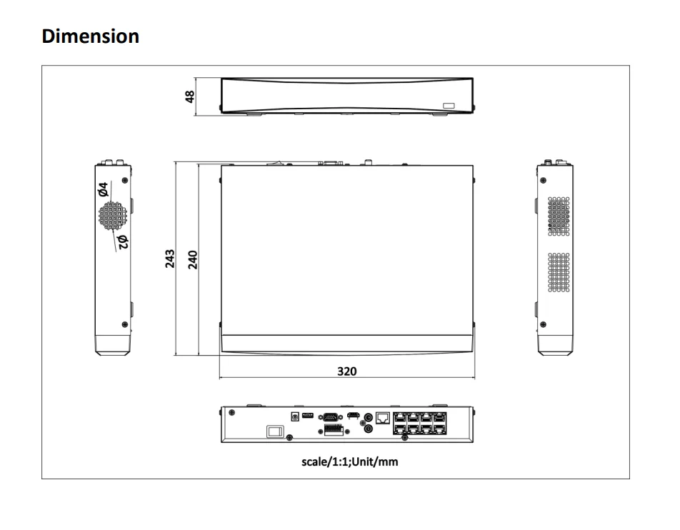 Imagem -02 - Gravador de Vídeo em Rede Hikvision Vigilância Ds7604nxi-k1 4p Ds-7604nxi-k1 p 4k 8ch Poe 1sata Nvr 8mp H.265 Mais 4k