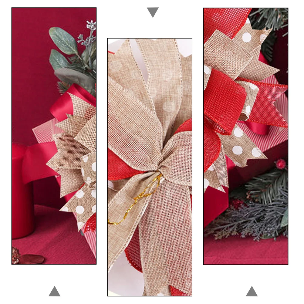 

1pc Handmade Christmas Red Bright Color Premium Ornament Christmas Bows Decor For Tree Gift Boxes Wedding Party Home