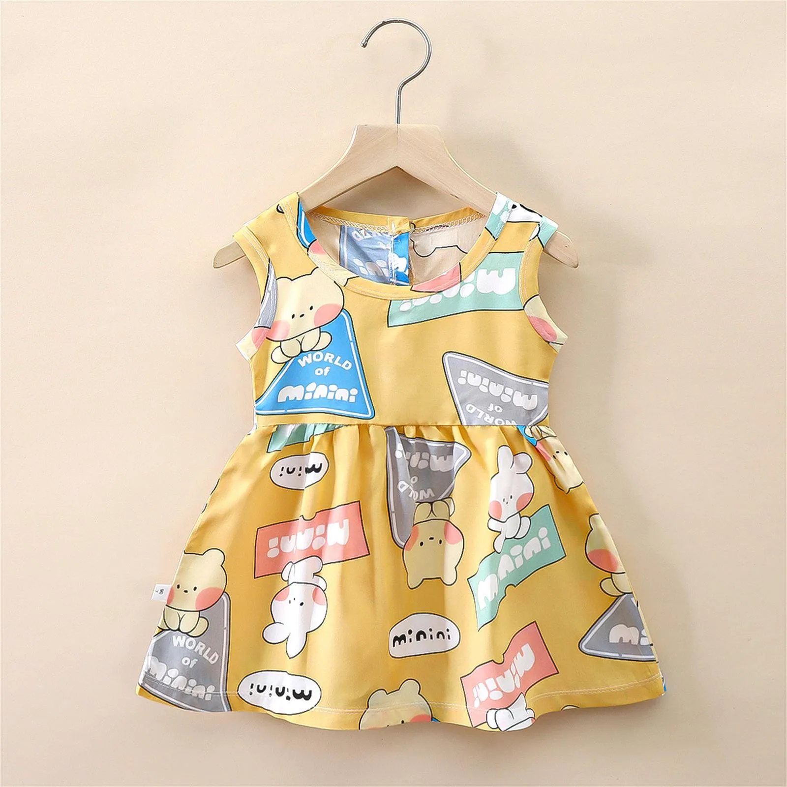 Baby Girls Dress Sleeveless Cute Print Cartoon Kids Princess Dresses Cotton Children Sundress Clothes Girl Summer Beach Clothing