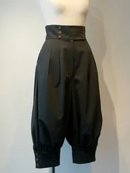 Pantalón gótico de lolita con ojales, pantalones cortos negros de lolita, pantalones Ouji Lolita Boystyle