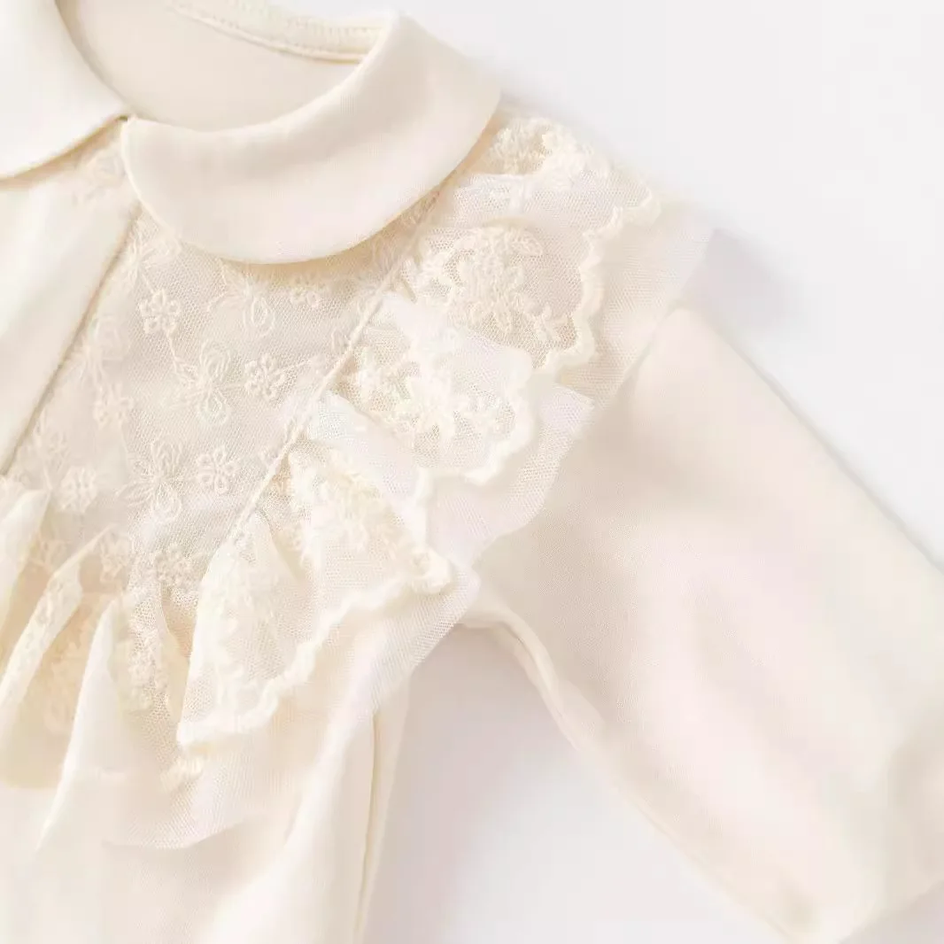 Cotton Newborn Baby Clothes for Spring and Autumn Girls Baby Lace Rompers 2026 New Sweet Princess Jumpsuit