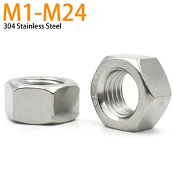 1/2/5/10/20/25/30/100pcs A2-70 304 Stainless Steel Hex Hexagon Nuts M1 M1.2 M1.4 M1.6 M2 M2.5 M3 M4 M5 M6 M8 M10 M12 M16 M20 M24