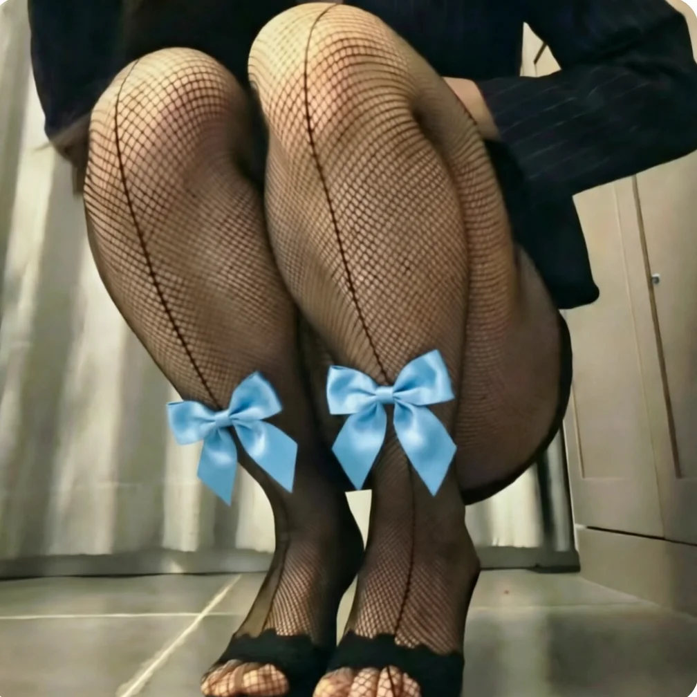 

Enchanting Handmade Bow in Ankle One Line Mesh Socks Breathable Pantyhose for Women's Underwear Plus Size Unique Tights
