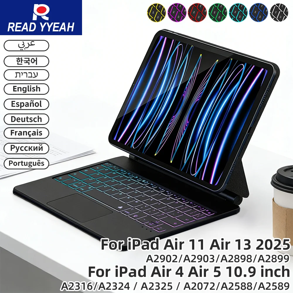 

Новая магнитная клавиатура Magic Keyboard для iPad 11-го поколения 2025 A16 13 дюймов 11 дюймов, беспроводная Bluetooth-клавиатура для Apple iPad Air 4, Air 5, Pro 11, 12.9