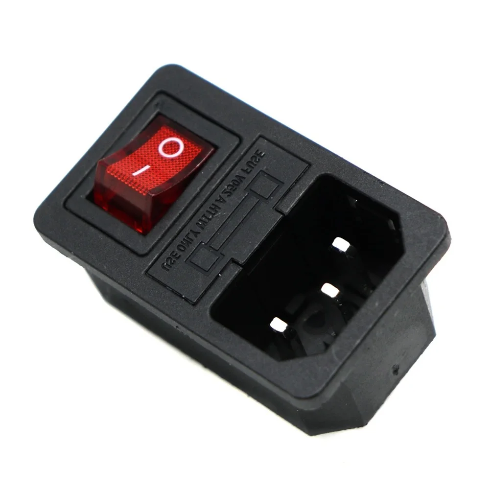 3-контактная-розетка-iec320-c14-красно-зеленая-номинальный-ток-10А-номинальное-напряжение-250В-с-подсветкой-тумблерный-выключатель-пластиковая-и-металлическая-конструкция