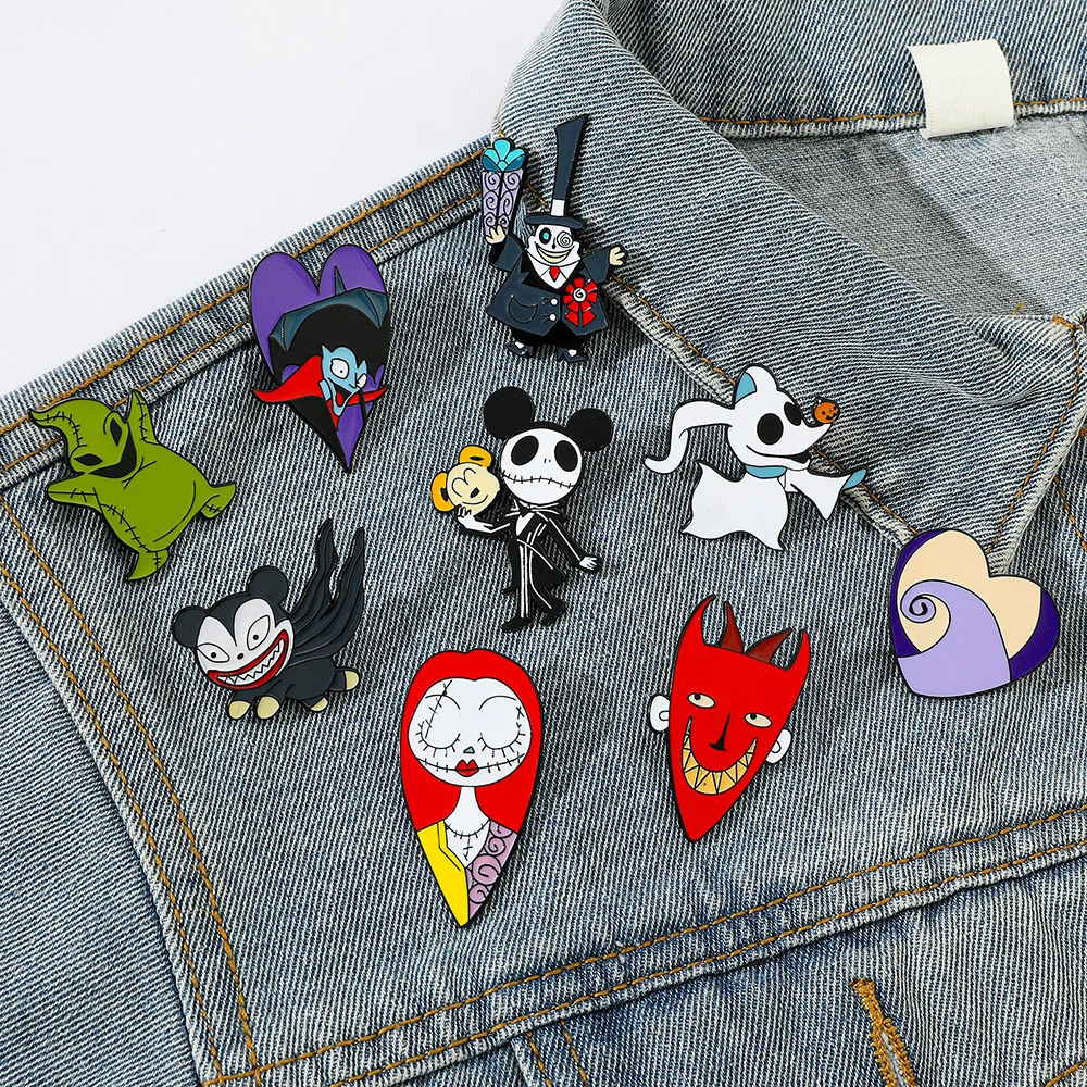 

The Nightmare Before Christmas Characters Enamel Pins Custom Anime Brooches Lapel Badges Cartoon Jewelry Gift for Kids Friends